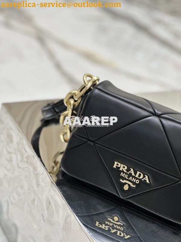 Replica Prada System Nappa Patchwork Shoulder Bag 1BD292 1BD328 Black 6