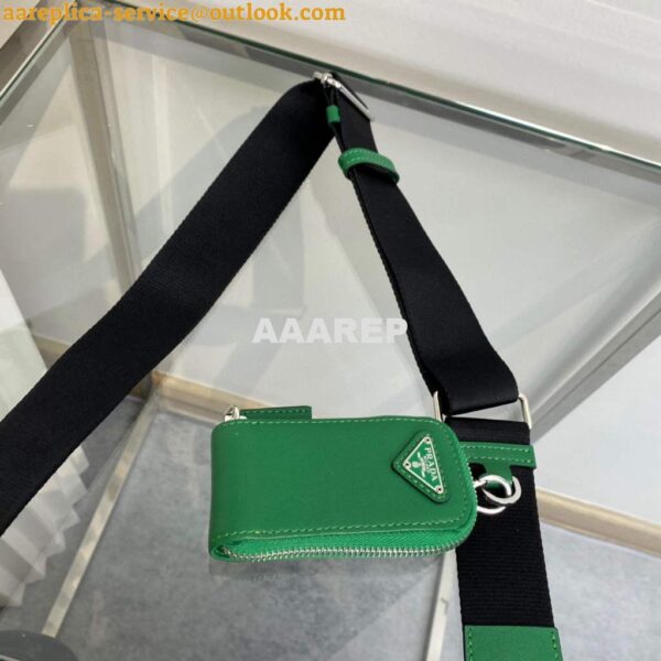 Replica Prada Leather Prada Triangle shoulder bag 1BH190 Green 10