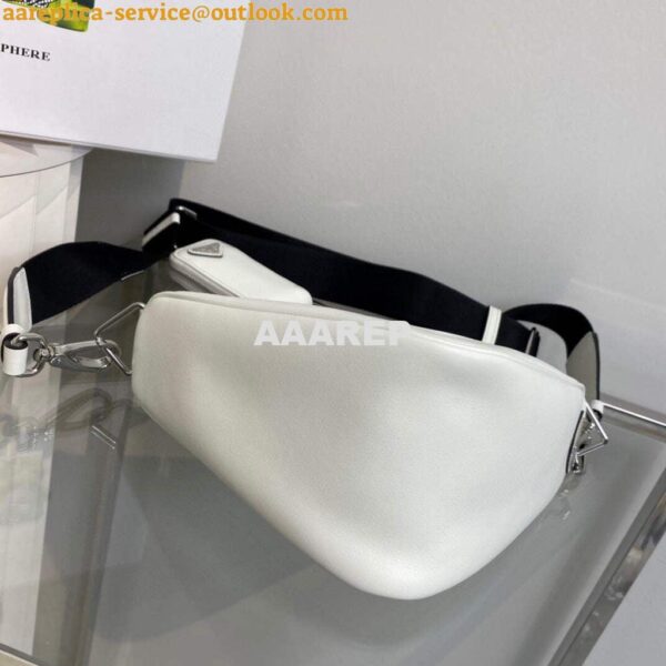 Replica Prada Leather Prada Triangle shoulder bag 1BH190 White 6