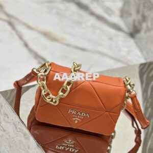 Replica Prada System Nappa Patchwork Shoulder Bag 1BD292 1BD328 Orange 2