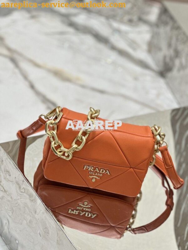 Replica Prada System Nappa Patchwork Shoulder Bag 1BD292 1BD328 Orange 4