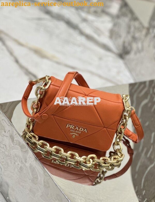 Replica Prada System Nappa Patchwork Shoulder Bag 1BD292 1BD328 Orange 5