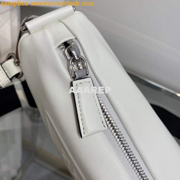 Replica Prada Leather Prada Triangle shoulder bag 1BH190 White 8