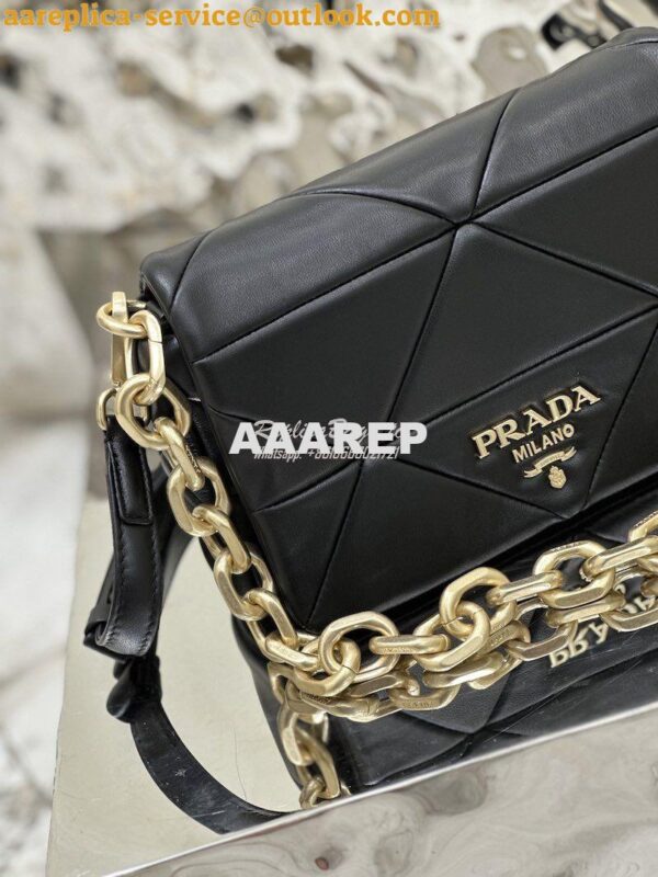 Replica Prada System Nappa Patchwork Shoulder Bag 1BD292 1BD328 Black 20