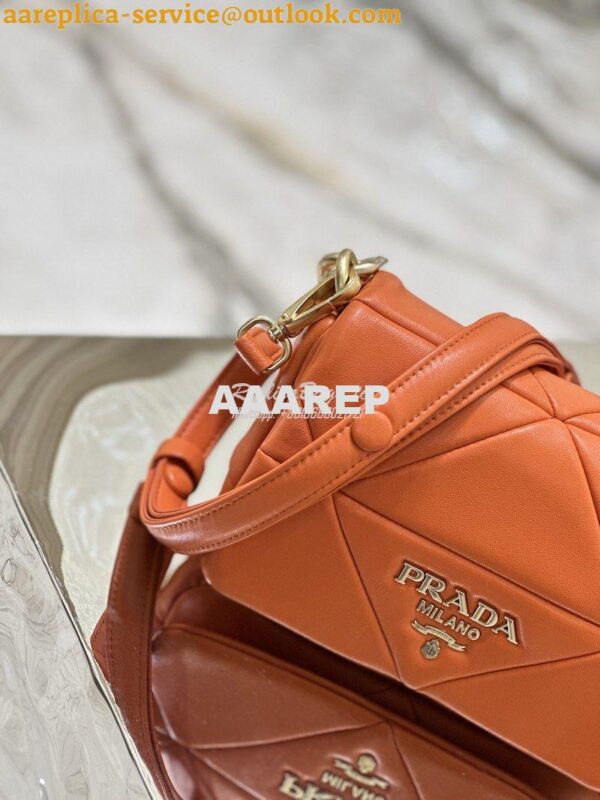 Replica Prada System Nappa Patchwork Shoulder Bag 1BD292 1BD328 Orange 8