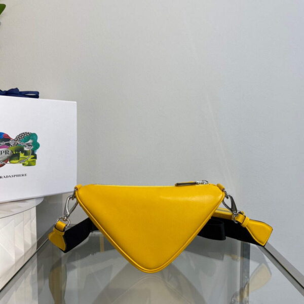 Replica Prada Leather Prada Triangle shoulder bag 1BH190 Yellow 3