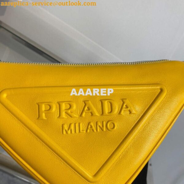 Replica Prada Leather Prada Triangle shoulder bag 1BH190 Yellow 5