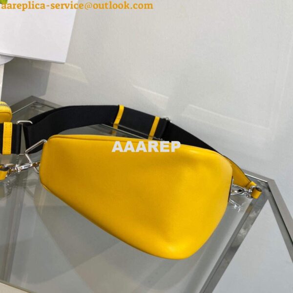 Replica Prada Leather Prada Triangle shoulder bag 1BH190 Yellow 6