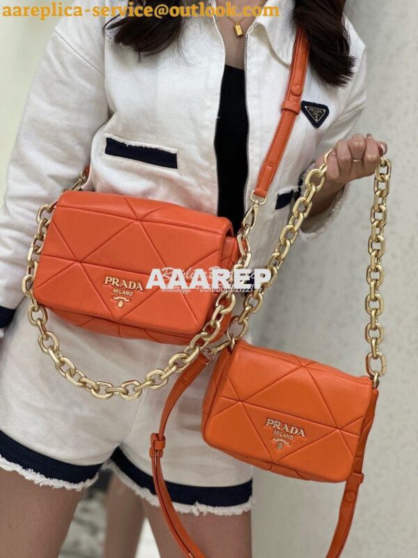 Replica Prada System Nappa Patchwork Shoulder Bag 1BD292 1BD328 Orange 14