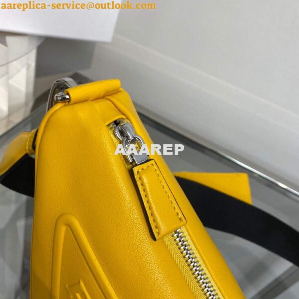 Replica Prada Leather Prada Triangle shoulder bag 1BH190 Yellow 8