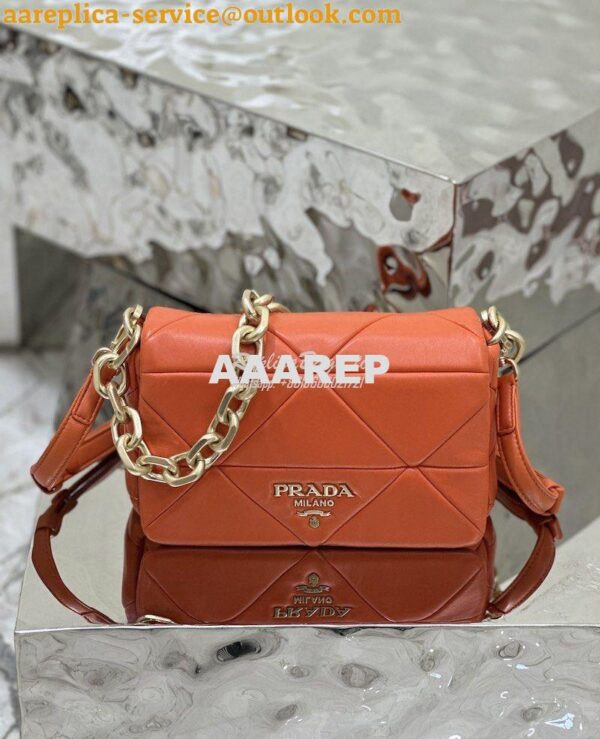 Replica Prada System Nappa Patchwork Shoulder Bag 1BD292 1BD328 Orange 15