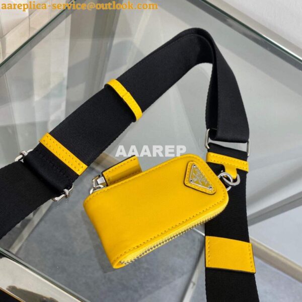 Replica Prada Leather Prada Triangle shoulder bag 1BH190 Yellow 9