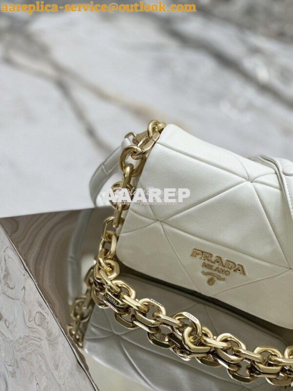 Replica Prada System Nappa Patchwork Shoulder Bag 1BD292 1BD328 White 6