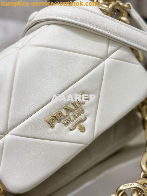 Replica Prada System Nappa Patchwork Shoulder Bag 1BD292 1BD328 White 7