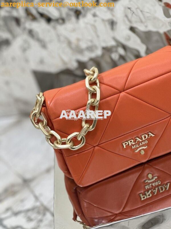 Replica Prada System Nappa Patchwork Shoulder Bag 1BD292 1BD328 Orange 18