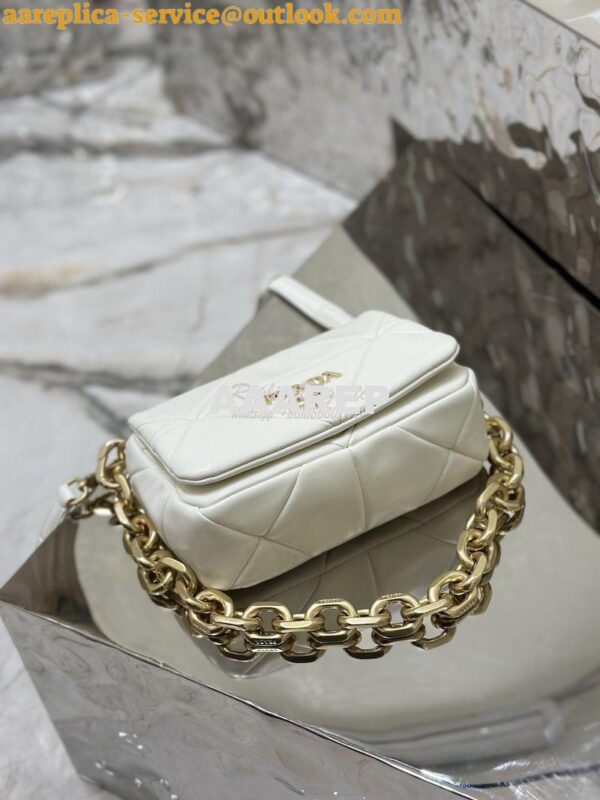 Replica Prada System Nappa Patchwork Shoulder Bag 1BD292 1BD328 White 11