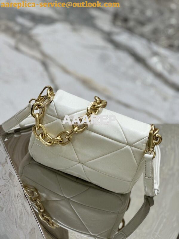 Replica Prada System Nappa Patchwork Shoulder Bag 1BD292 1BD328 White 12