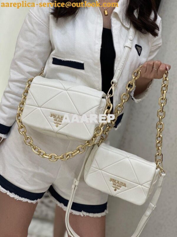 Replica Prada System Nappa Patchwork Shoulder Bag 1BD292 1BD328 White 13