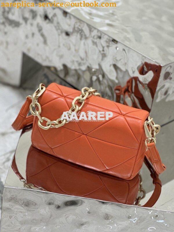 Replica Prada System Nappa Patchwork Shoulder Bag 1BD292 1BD328 Orange 23