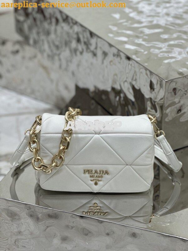 Replica Prada System Nappa Patchwork Shoulder Bag 1BD292 1BD328 White 14