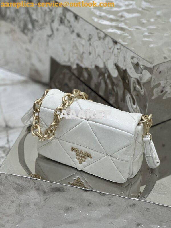 Replica Prada System Nappa Patchwork Shoulder Bag 1BD292 1BD328 White 15