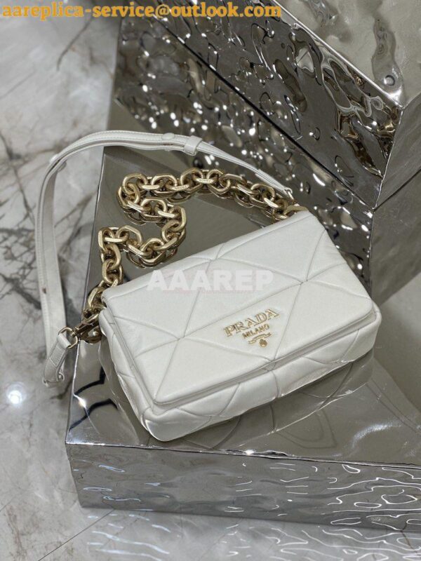 Replica Prada System Nappa Patchwork Shoulder Bag 1BD292 1BD328 White 16