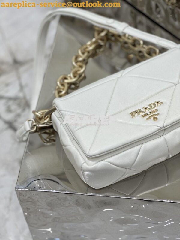 Replica Prada System Nappa Patchwork Shoulder Bag 1BD292 1BD328 White 17