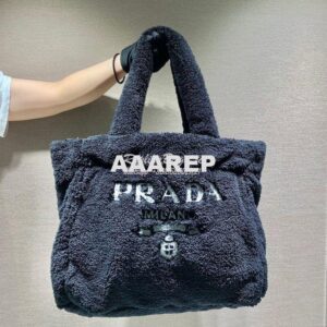 Replica Prada Terry Tote Bag 1BG130 Black 2