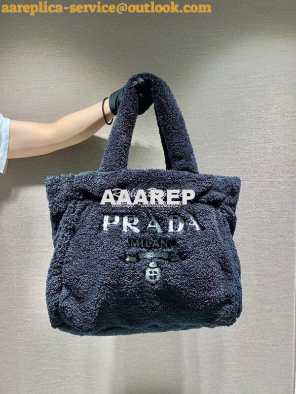 Replica Prada Terry Tote Bag 1BG130 Black 4