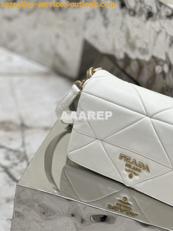 Replica Prada System Nappa Patchwork Shoulder Bag 1BD292 1BD328 White 19