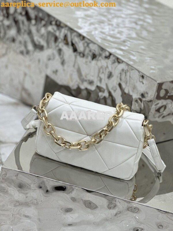 Replica Prada System Nappa Patchwork Shoulder Bag 1BD292 1BD328 White 23