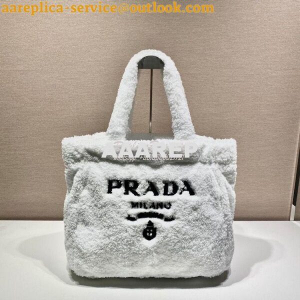 Replica Prada Terry Tote Bag 1BG130 White 3