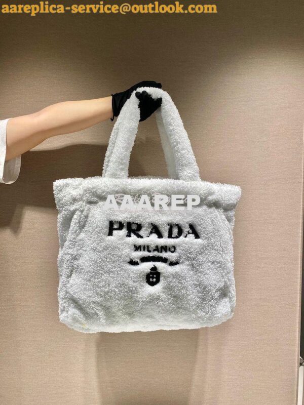 Replica Prada Terry Tote Bag 1BG130 White 4