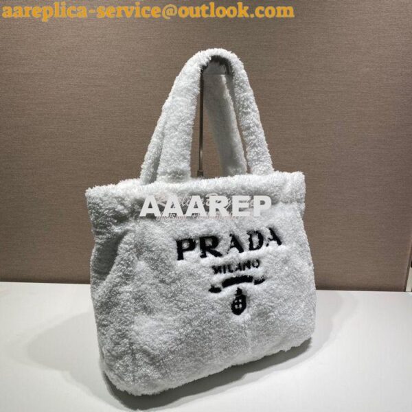 Replica Prada Terry Tote Bag 1BG130 White 5