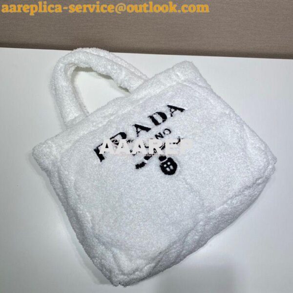 Replica Prada Terry Tote Bag 1BG130 White 6