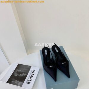 Replica Prada Nylon Gabardine Slingback Pumps 1I588M Black