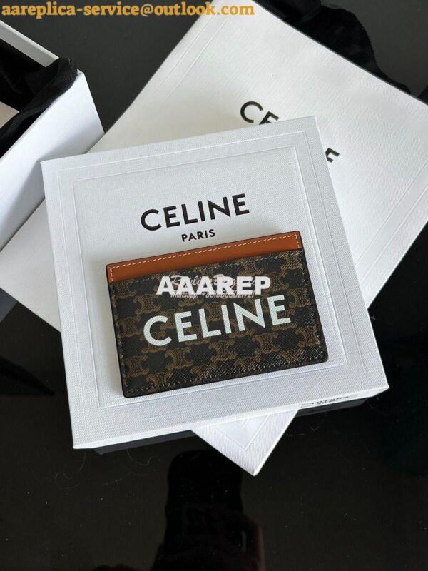 Replica CELINE CARD HOLDER IN TRIOMPHE CANVAS WITH CELINE PRINT TAN 3