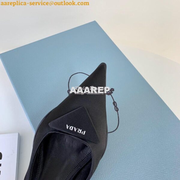 Replica Prada Nylon Gabardine Slingback Pumps 1I588M Black 5