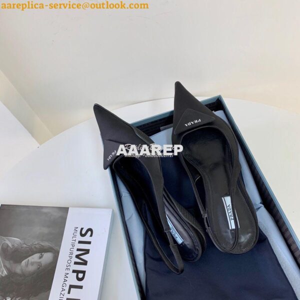 Replica Prada Nylon Gabardine Slingback Pumps 1I588M Black 6