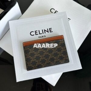 Replica CELINE CARD HOLDER IN TRIOMPHE CANVAS WITH CELINE PRINT TAN 2