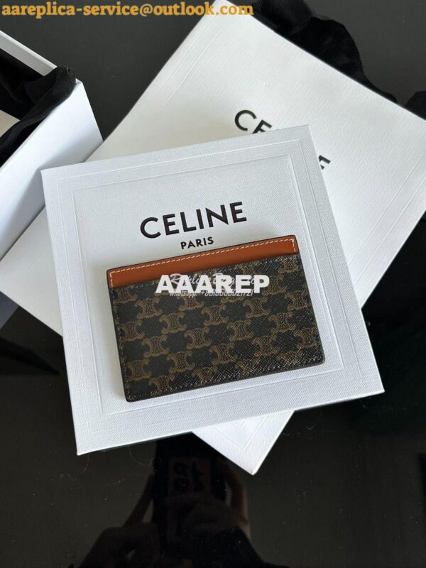 Replica CELINE CARD HOLDER IN TRIOMPHE CANVAS WITH CELINE PRINT TAN 4