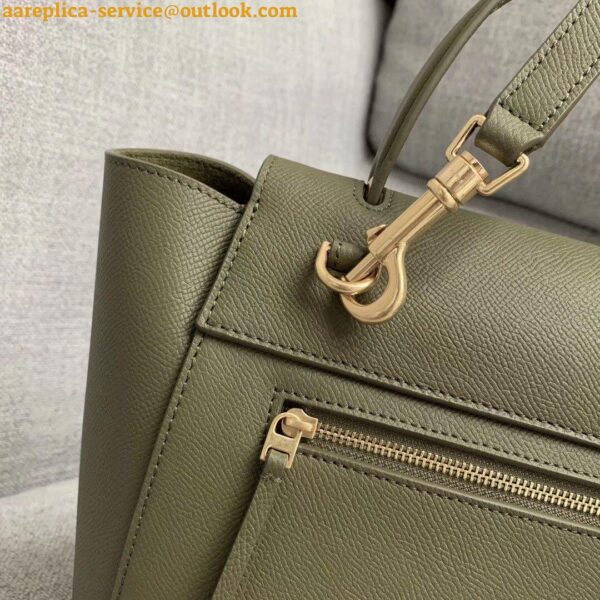 Replica Celine Micro Belt Bag In Army Green Grained Calfskin 3