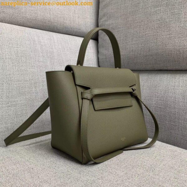 Replica Celine Micro Belt Bag In Army Green Grained Calfskin 7