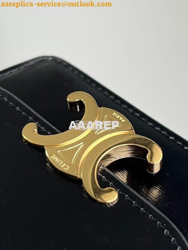 Replica CELINE CARD HOLDER WITH FLAP TRIOMPHE IN SHINY CALFSKIN BLACK 9