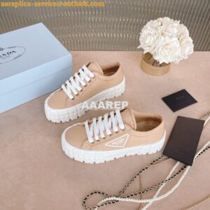 Replica Prada Nylon Gabardine Sneakers 1E260M Camel 2