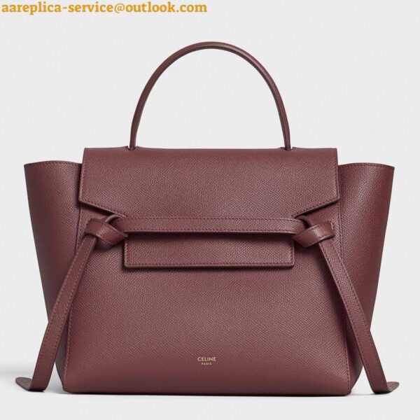 Replica Celine Micro Belt Bag In Bordeaux Grained Calfskin 11