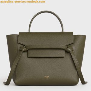 Replica Celine Micro Belt Bag In Dark Olive Grained Calfskin 2