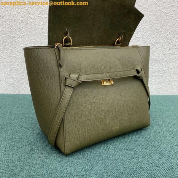 Replica Celine Micro Belt Bag In Dark Olive Grained Calfskin 7