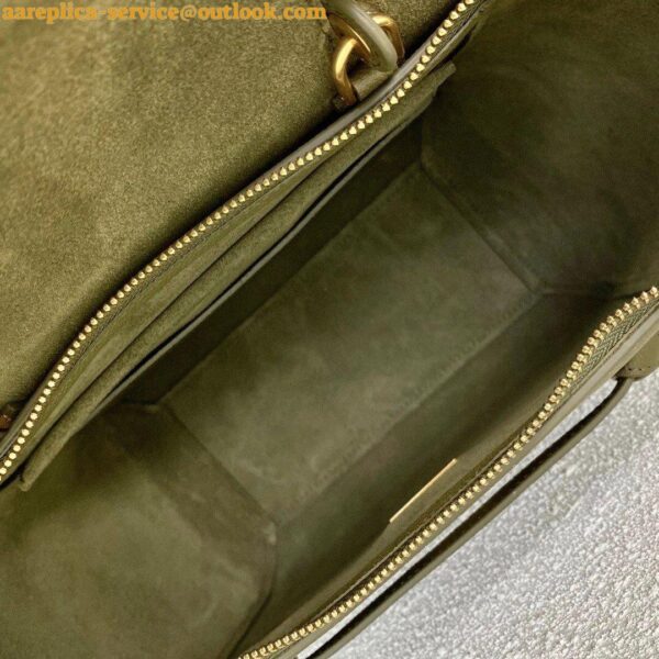 Replica Celine Micro Belt Bag In Dark Olive Grained Calfskin 10