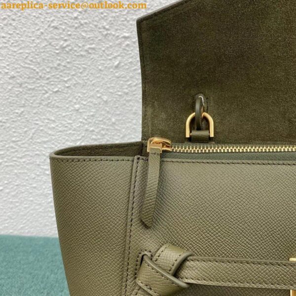 Replica Celine Micro Belt Bag In Dark Olive Grained Calfskin 14